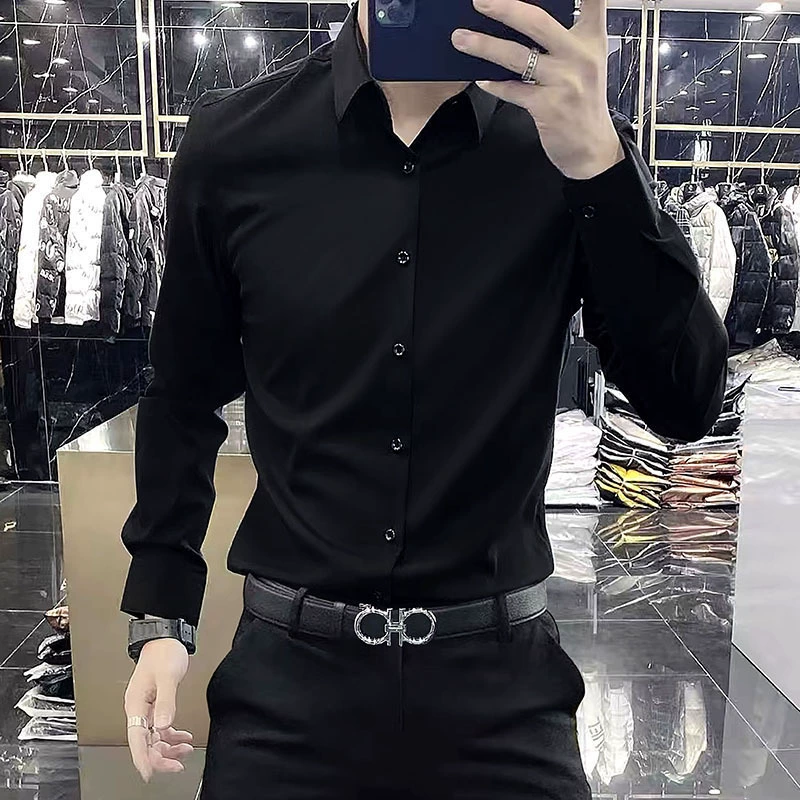 Черная растрёпанная футболка с длинным рукавом, повседневный костюм, slim fit, осень