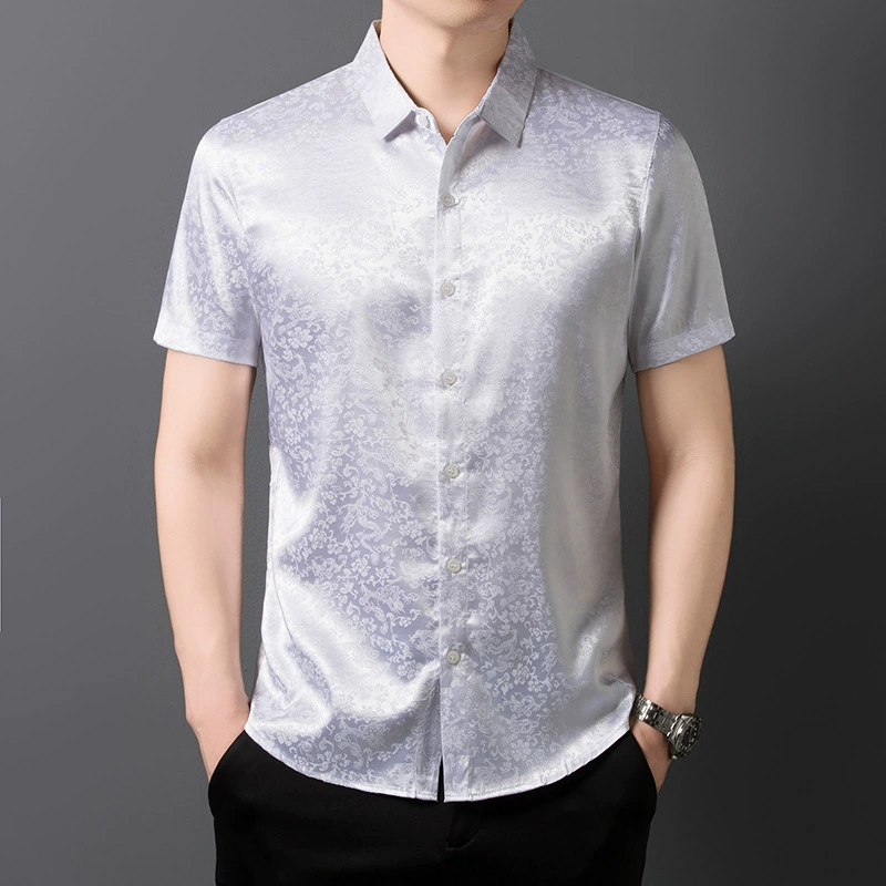 Летняя одежда, шелковая элитная тонкая универсальная рубашка для отдыха