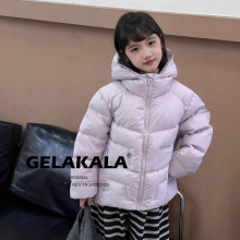 秋冬儿童羽绒服短款男童女童90白鸭绒保暖中大童纯色连帽外套韩版