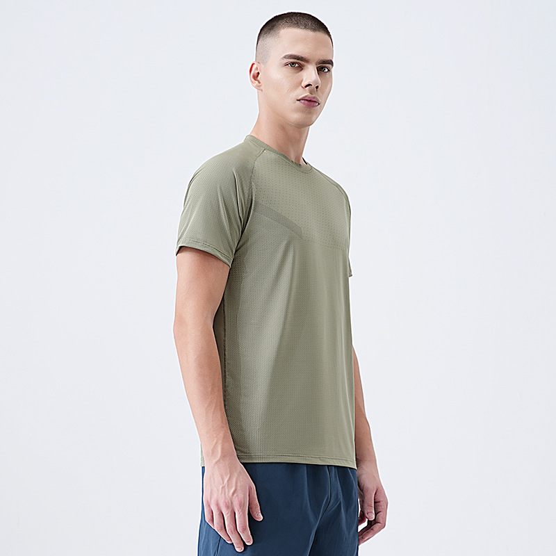 2025 camiseta de manga corta con cuello redondo para hombres, deportes de montañismo al aire libre de verano, correr, absorber la humedad, secar la ropa superior