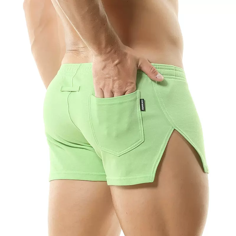 梵卡兹男士短裤棉布抗菌带口袋开叉内囊袋透气中腰大码运动阿罗裤