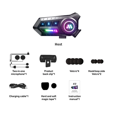 Motorcycle Helmet Headset Waterproof Noise Reduction Motorcycle - x3-2-in-1-microphone-english-version