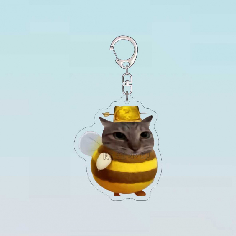 震え音爆火猫meme表情バッグのキーホルダーは抽象的なアクリルかばんのストラップを作って友達にプレゼントします|undefined