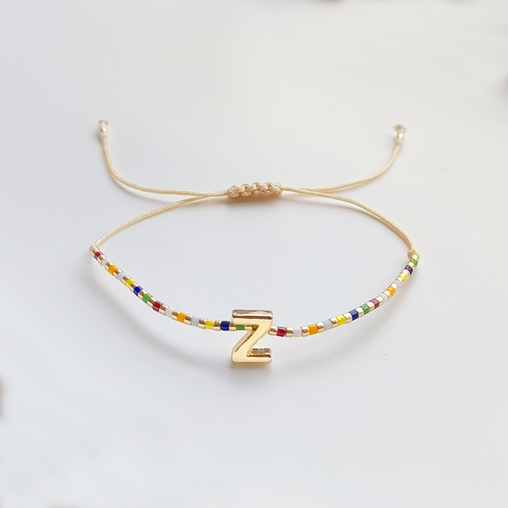 5g Weight Bracelets Classification 1 Piece Quantity Daily Occasion Seed Bead Material Letter Pattern Women'S Gender Knitting Design Fashion Style Fashion Letter Seed Bead Knitting Women's Bracelets 26