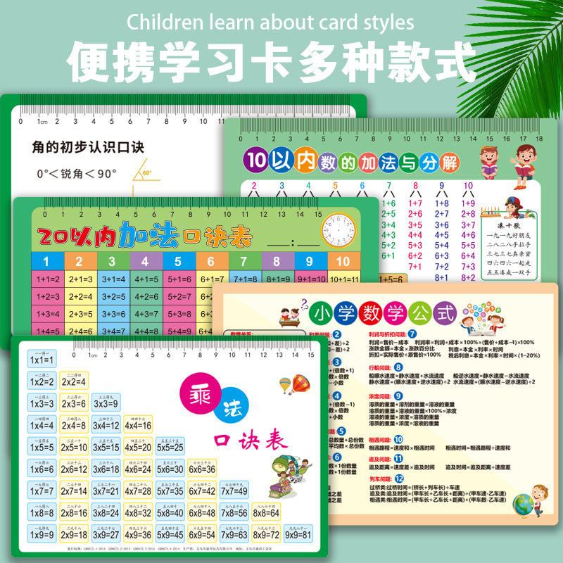 Multiplication table card primary school students 99 multiplication and division table 12 grade math formula learning complete book