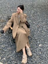 时尚高级感小洋装2023秋冬新款韩系穿搭廓形毛呢西装外套两件套装