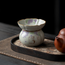 米黄汝窑茶漏高颜值精致陶瓷茶滤套组茶水分离过滤器功夫茶具配件
