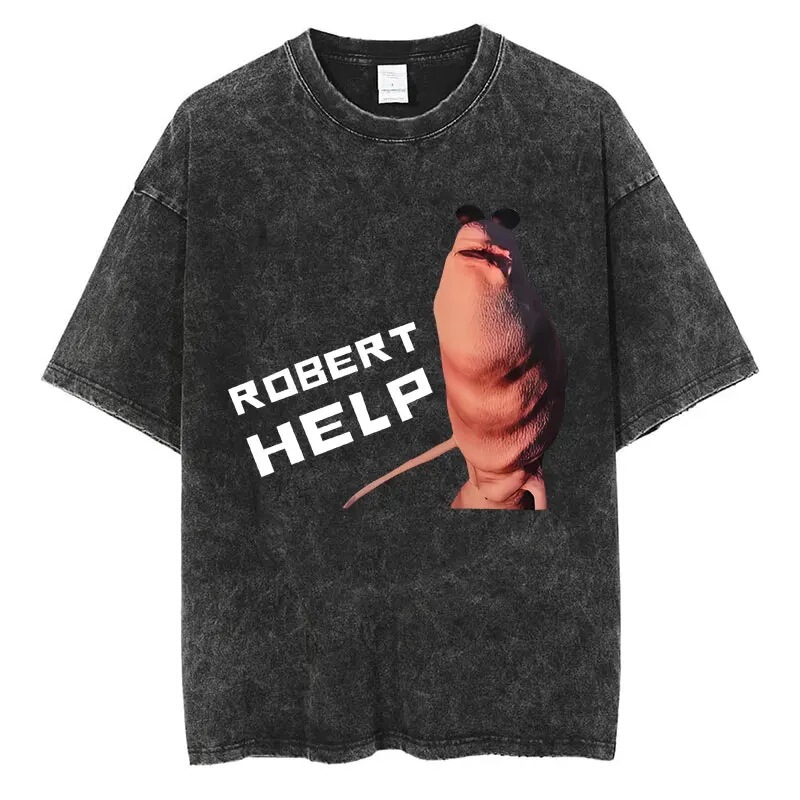 Marcus Worm Robert Helps with Fun Memes, Washable T-Shirts for Men and Women, Trendy Retro T-Shirts, Loose-Fitting