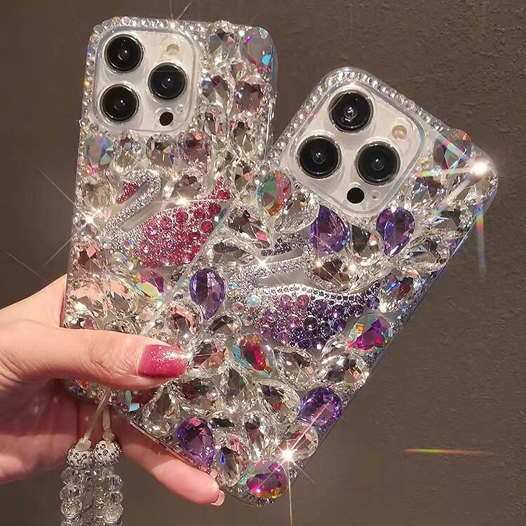 For iPhone15promax Apple 14 Mobile Phone Case 12 High-end Swan Full Diamond 16 with Rhinestone 13 Luxury XR