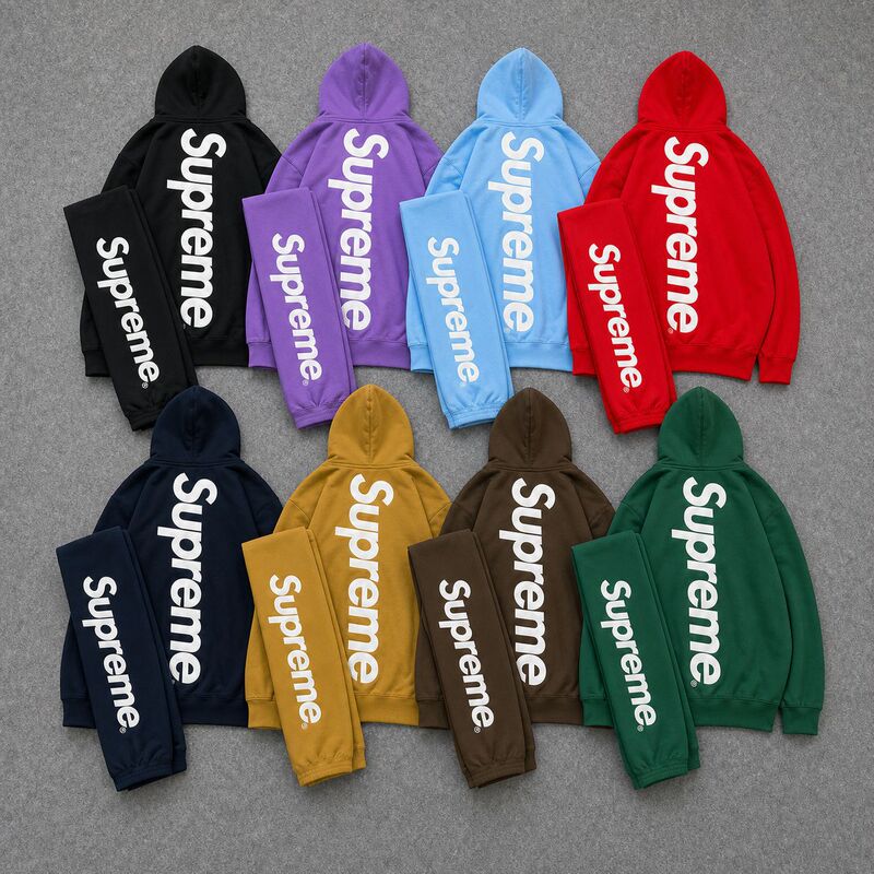 Cross-Border Supreme 25Fw Satin Hooded Classic Embroidered Large Logo Hoodie Cross-Border Supreme 25Fw Satin Hooded Classic Embroidered Large Logo Hoodie