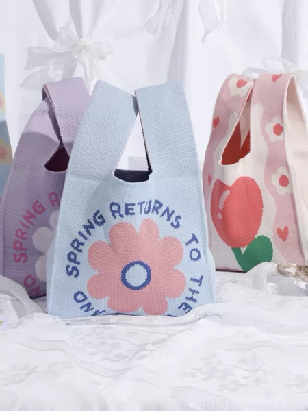 Birthday Party Low-Weight Practical Snack Bag, Mini Knitted Bag, Candy Bag, Baby's 100-Day Full-Month Celebration Handbag