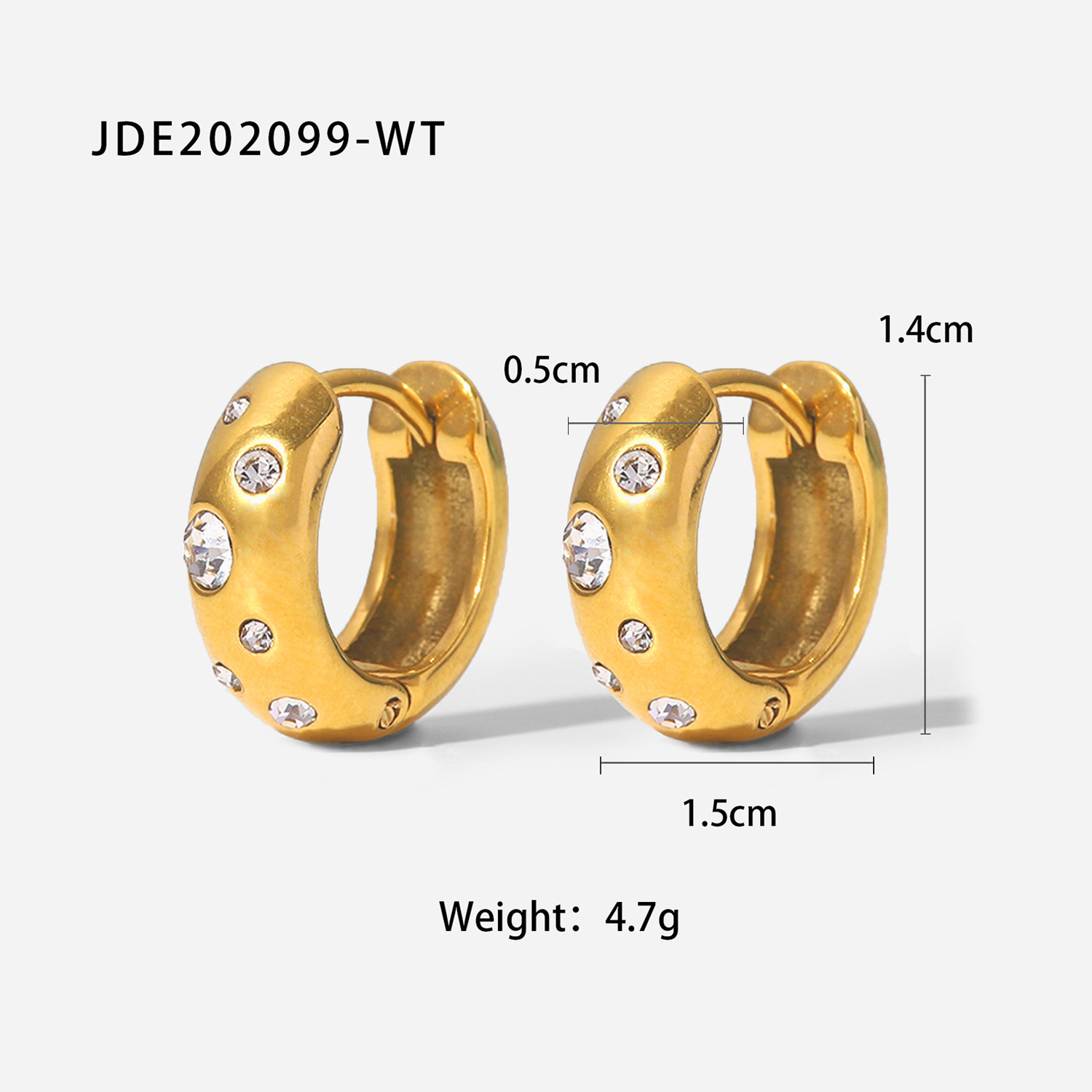 2022 neue Stil Wei Zirkonia Edelstahl 18K Gold berzogene RingFrmigen Ohrringepicture5