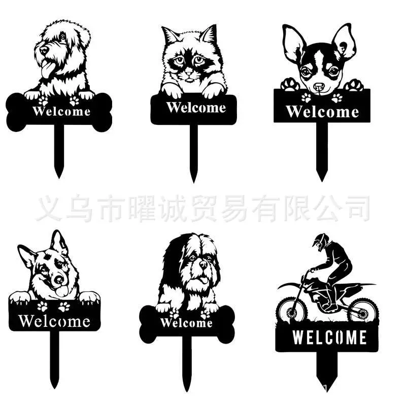 Трансграничная Горячая продажа кошки и собаки памятная металлическая свая для домашних животных могила знак памятный знак Добро Пожаловать Знак заземления для домашних животных