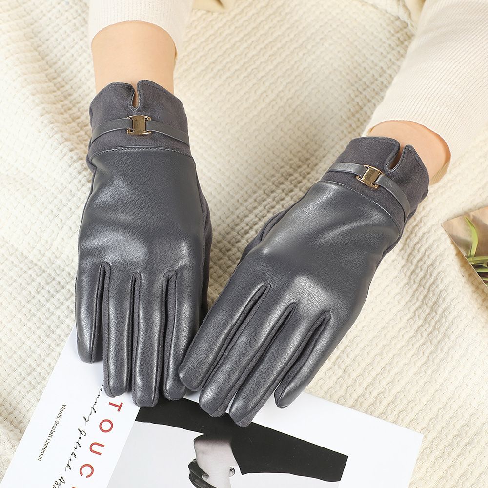 Guantes cálidos de invierno para mujeres, guantes de lana creativos para conducir vehículos eléctricos a prueba de viento con pantalla táctil de seda