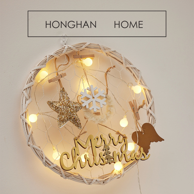 Decoraciones de Navidad transfronterizas de madera, diseño de lámparas de pared domésticas de Navidad, colgantes de material DIY, paquetes de viento creativos