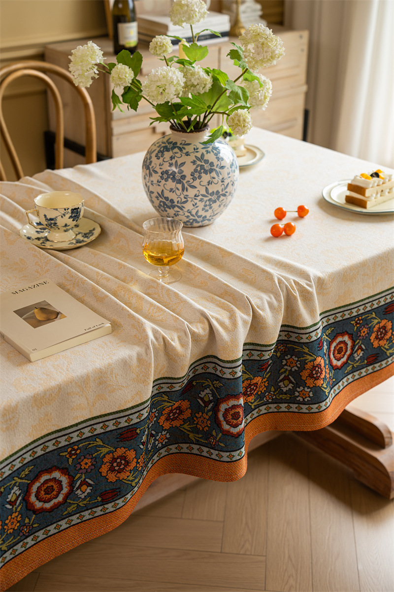 Vintage Jacquard Tischdecke Mit Blumenmuster Im Retro-stil_voghion.com