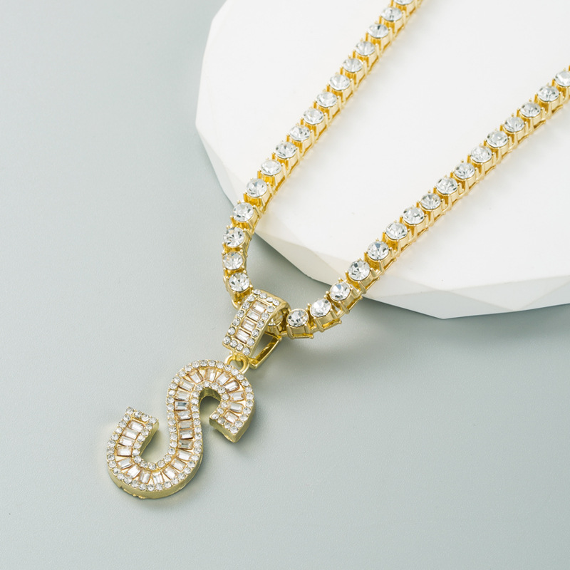 Fashion Letter Copper Pendant Necklace Plating Inlay Zircon Copper Necklaces