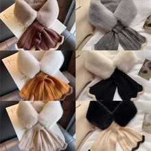 热卖毛毛围脖女秋冬季韩版加厚仿獭兔毛保暖针织毛绒脖套鱼尾代发