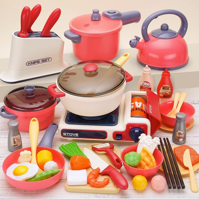 Children's Play House Kitchen Toy Artificial Kitchenware Set 3-4 to 9 Years Old and Above Girls Multi-Functional Girls