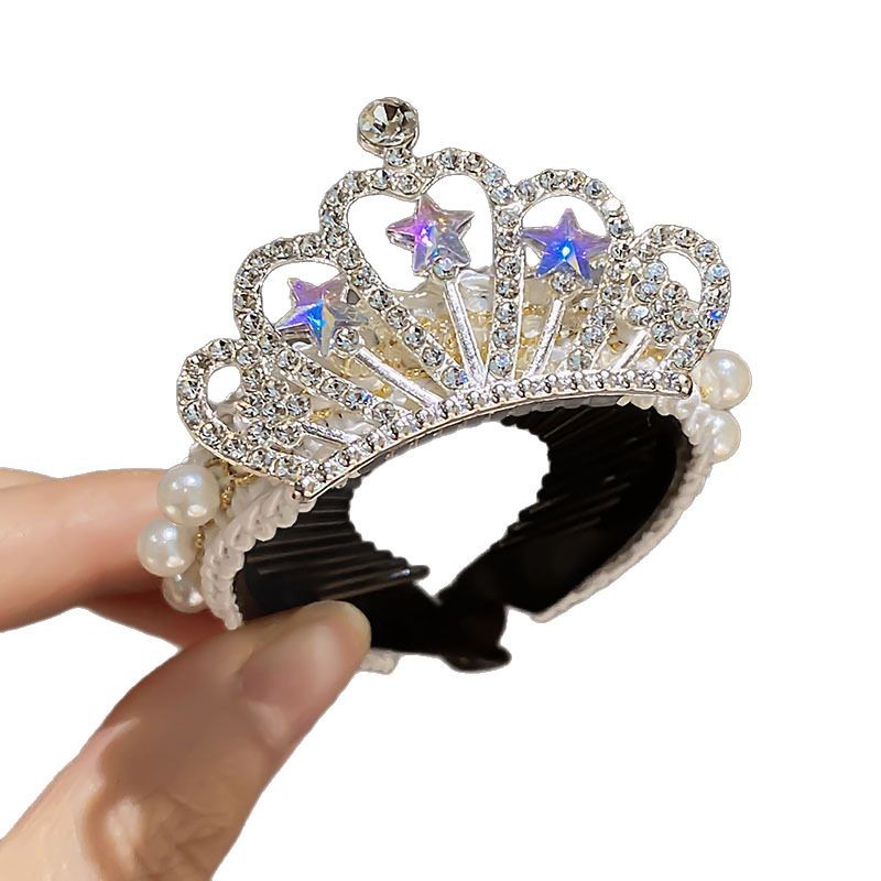 Niños perlas corona perlas perlas niñas bolas de cabello fijo artefacto princesa tocado de cabello para niñas joyas de cabello al por mayor