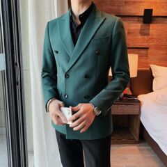 毛呢西装外套男春春秋新款2025轻熟风男装休闲男士厚呢子西服套装