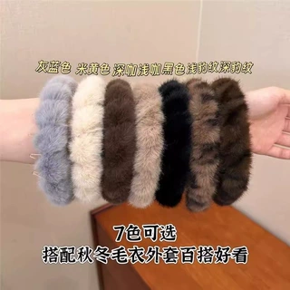 毛绒齿梳时髦豹纹高颅顶发箍女高级感发卡发饰洗脸压发头箍头饰女
