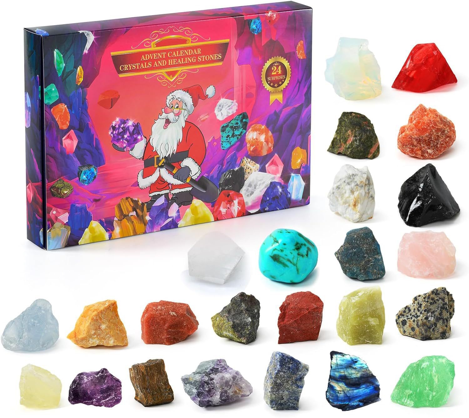 Calendario de Adviento de Piedras Naturales de Piedra para Navidad