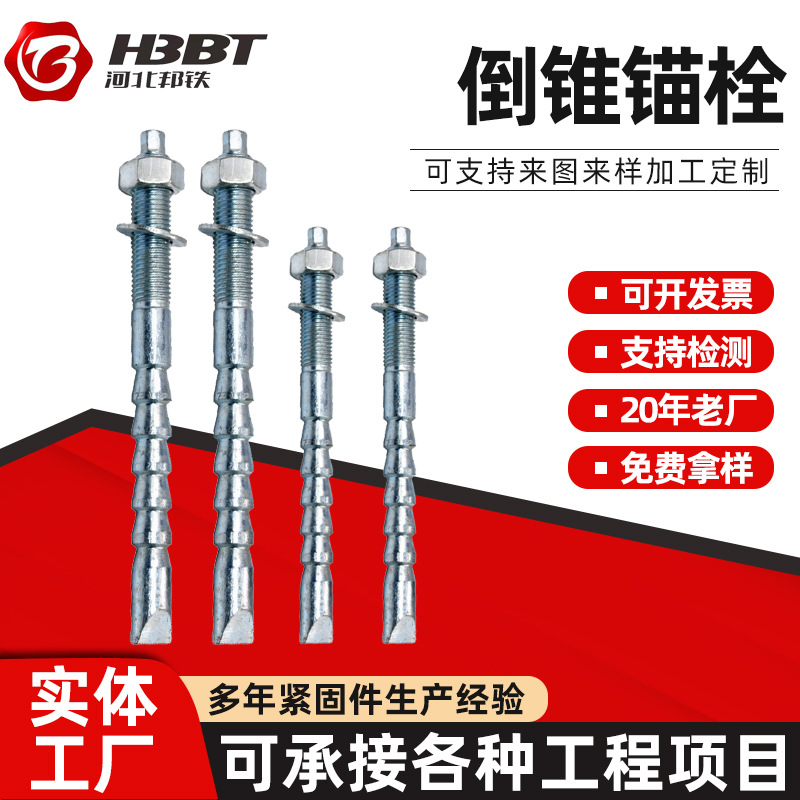 定型倒锥化学锚栓镀锌化学药剂锚固定型锚栓4.8级组合内膨胀螺栓