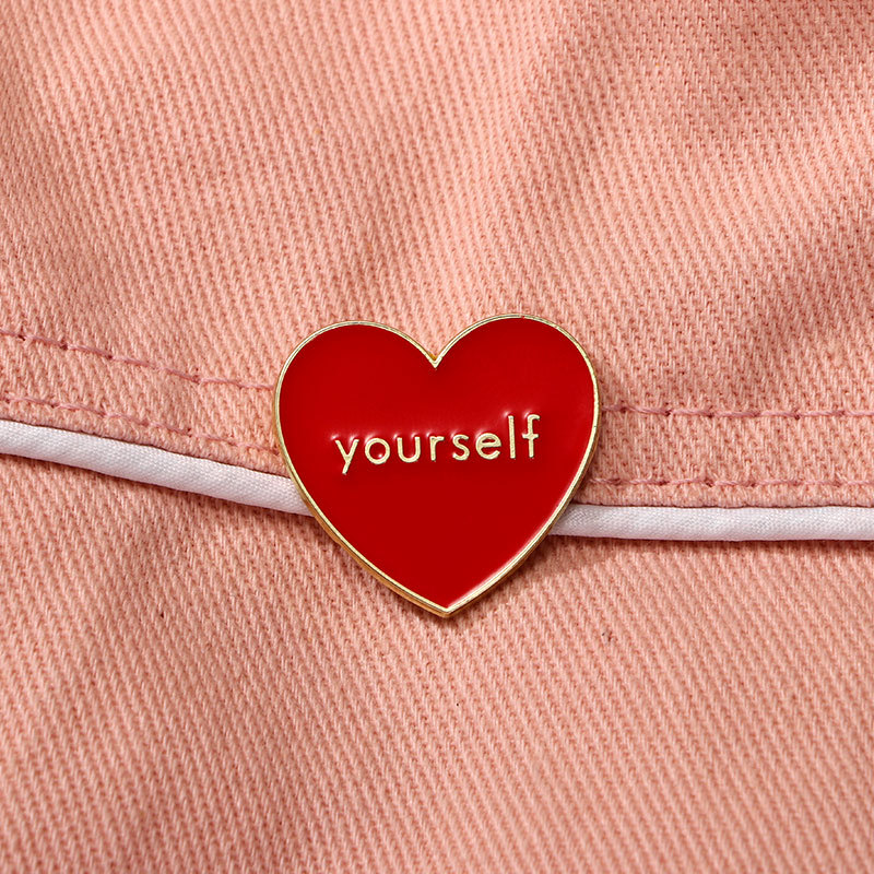 Unisex Gender Cute Pin Letter Heart Shape Alloy Enamel Unisex Brooches