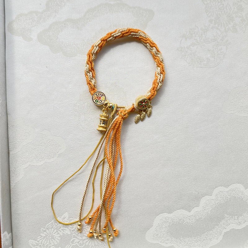 Mano tejida estilo Xizango mano cuerda zachilam mano cuerda verde madre cinco maestro thangka pulsera Xizanga mano cuerda regalo femenino