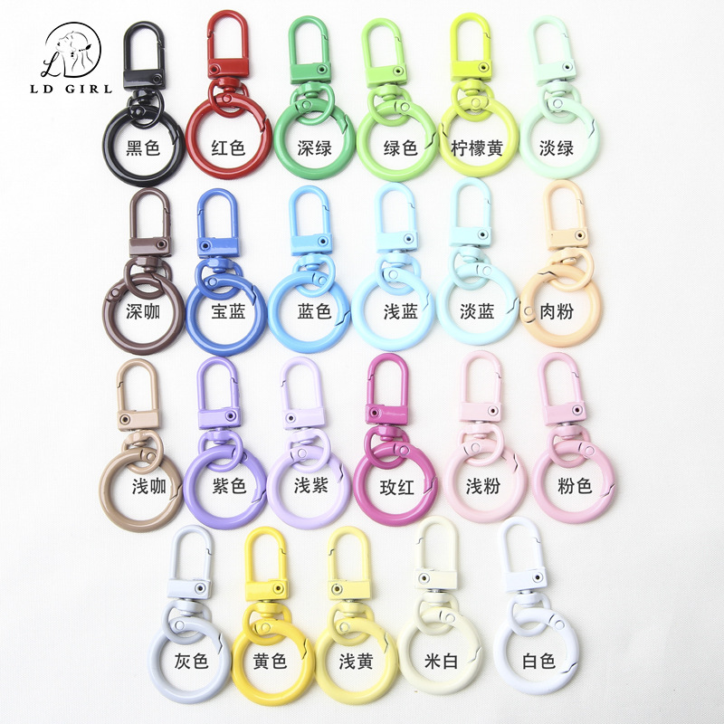 alloy paint candy color spring fastener door latch combination luggage keychain split ring pendant diy ornament accessories