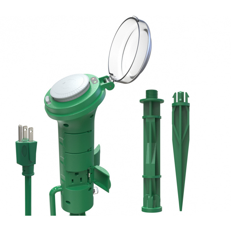 6个户外季节性插座LED指示灯和机械定时器连接供应商地插座