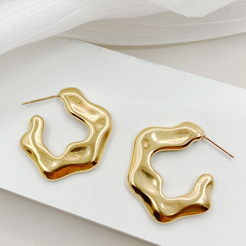 Retro Geometric Stainless Steel Plating Ear Studs 1 Pair