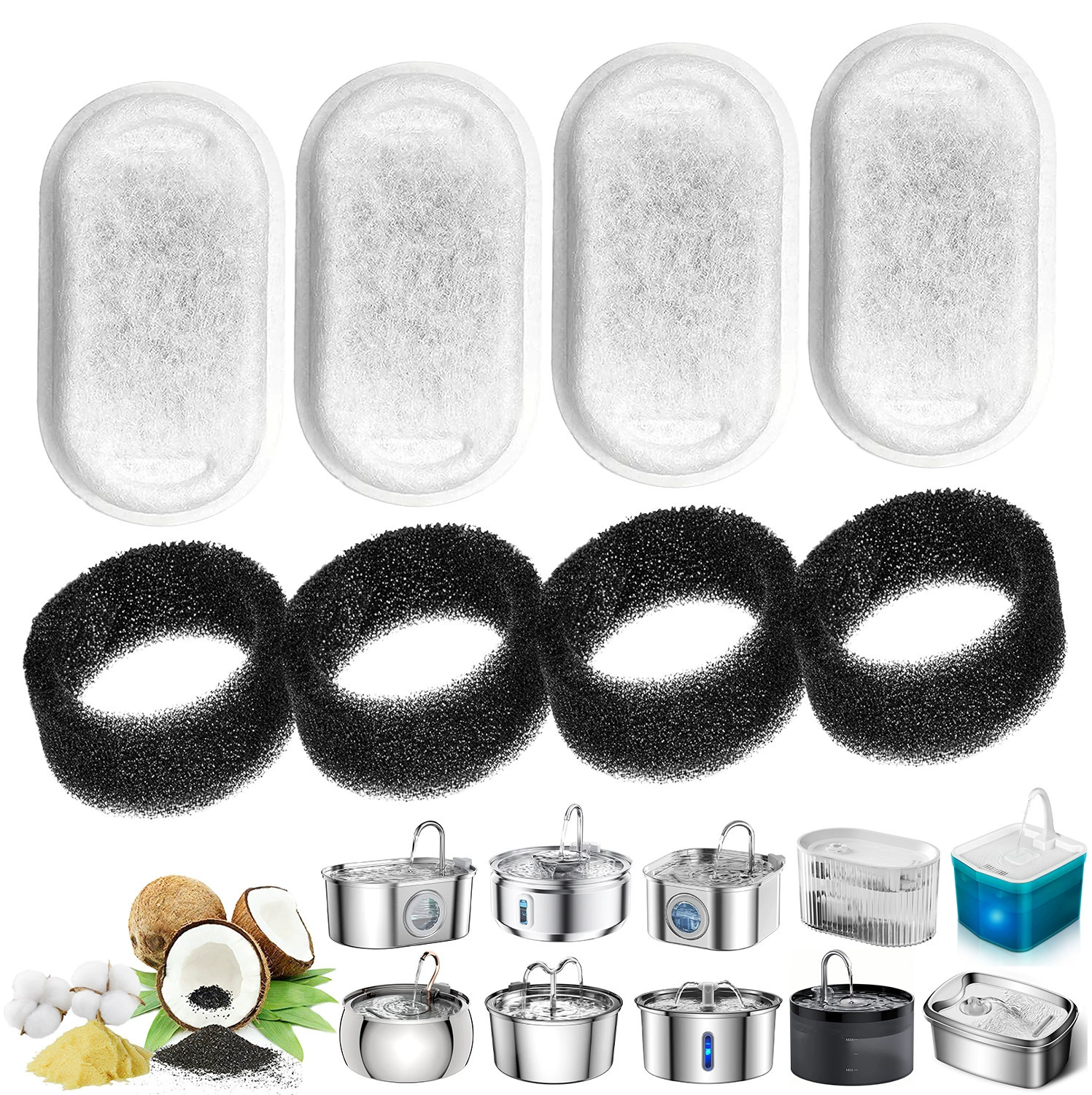 Нержавеющая сталь Питьевая вода для домашних животных фильтр кошачий водяной питатель активированный уголь фильтр из хлопка эллиптический PETLIBRO взлетно-посадочная полоса фильтр