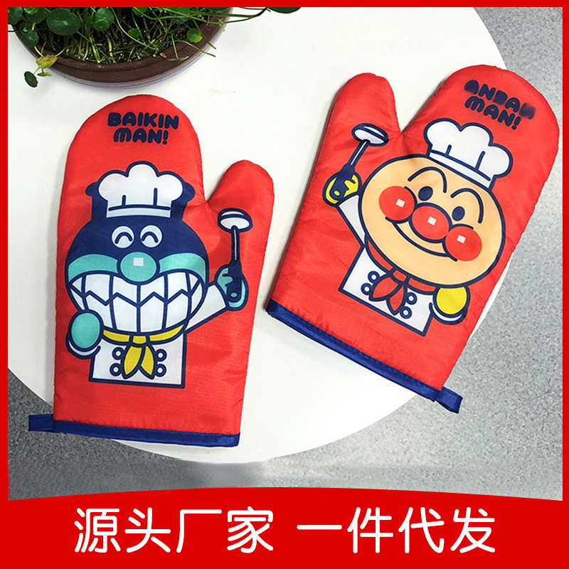 厂家原单 红豆面超人隔热手套 卡通可爱厨房烘焙微波炉防烫手套