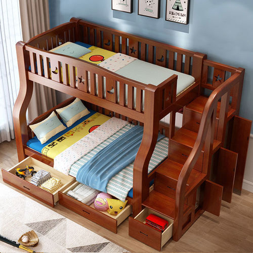 All solid wood bunk bed, two-story multi-functional high and low bed, two-story bunk bed, adult bunk bed, wooden bed, children's bed