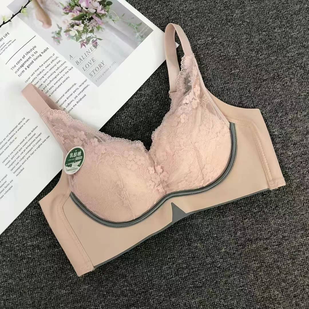 Nuevo sujetador de alta calidad de moda de encaje jacquard transpirable y cómodo ajuste lateral de pecho de cuatro botones ropa interior mujer