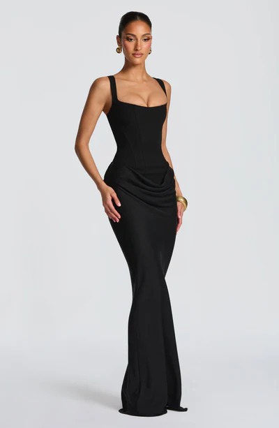 Abito sexy con canotta plissettata e gonna lunga aderente donna_voghion.com
