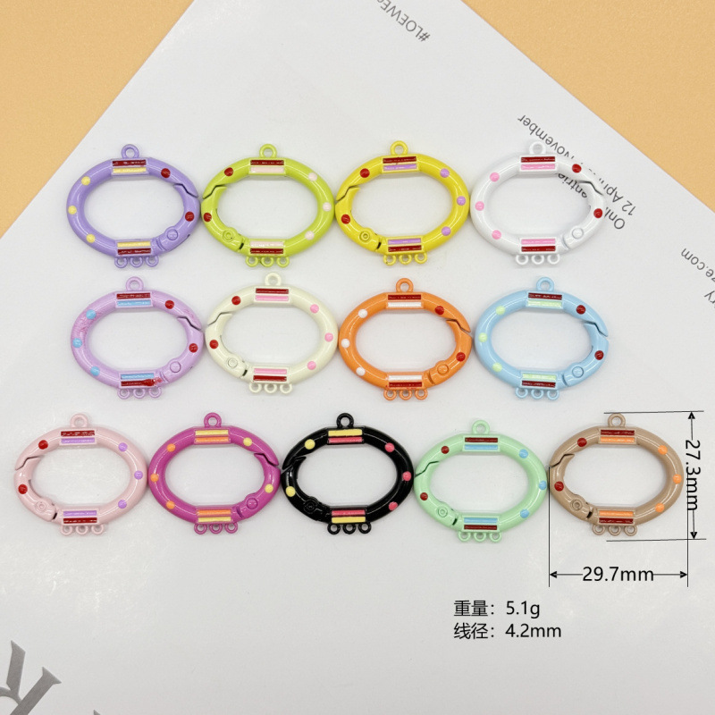 スプリングリングキャンディーカラースプリングバックルアクセサリーカラフルな愛ペイントブックリングカードリングキーホルダーオープン diy ジュエリー|undefined