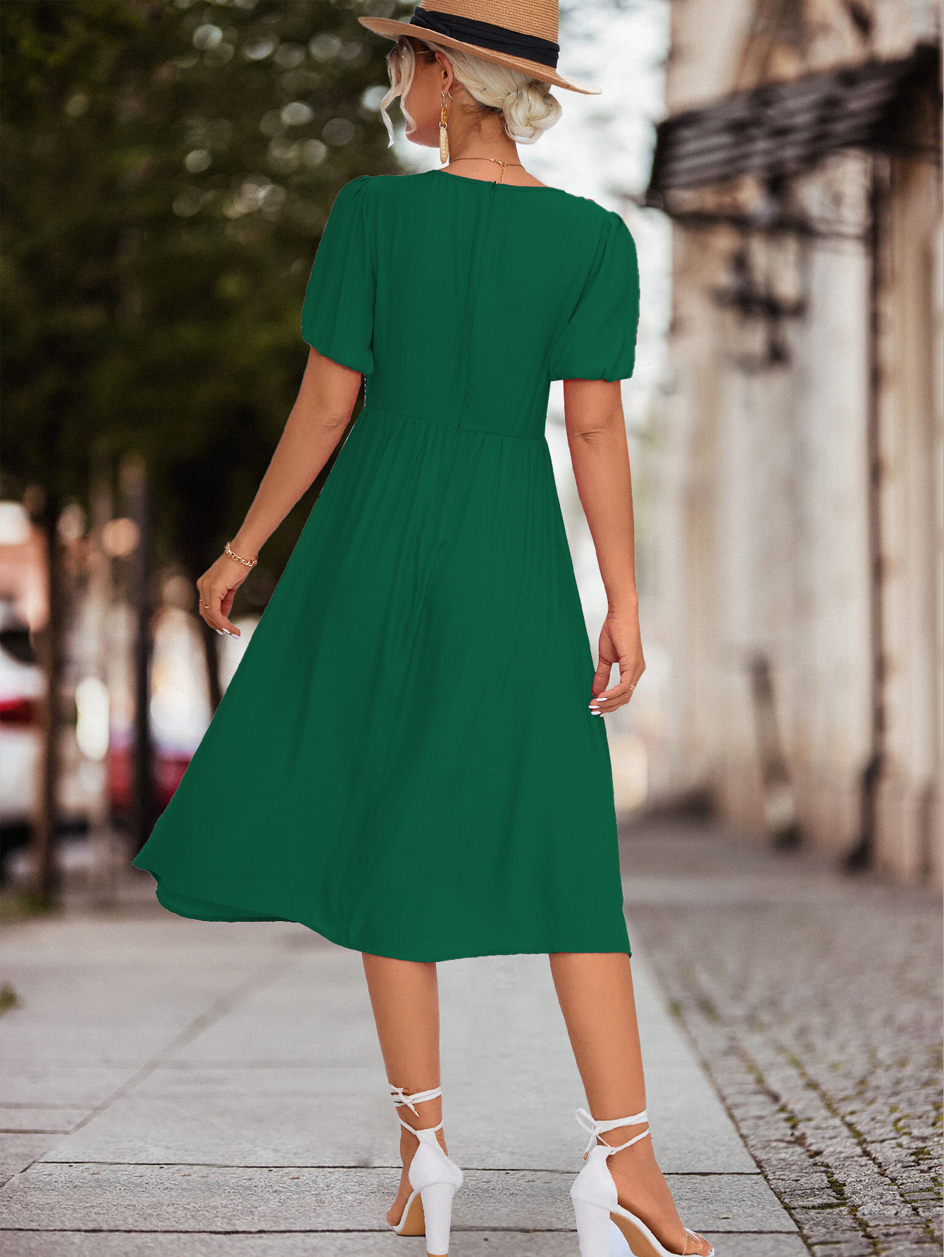 Women's Ruffled Short Sleeve Twisted Dress For Summer Elegance_voghion.com