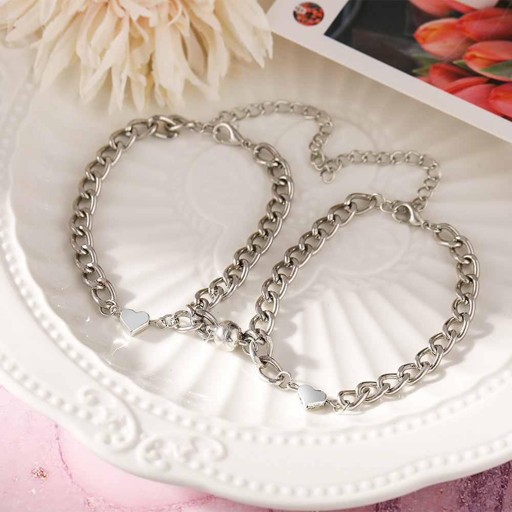 Neue paar armband legierung magnet anziehung paar armband ein paar legierung kette Liebe armband_voghion.com