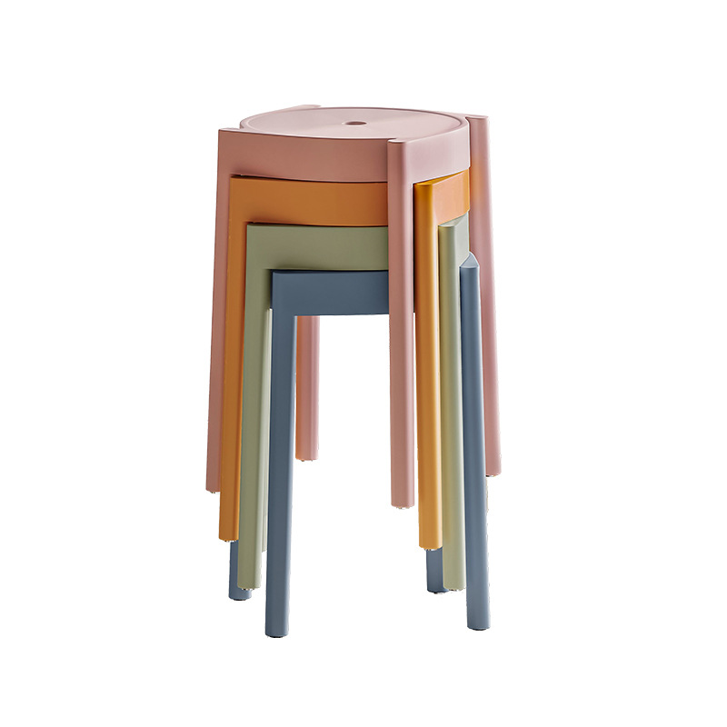Taburete de plástico engrosado, silla de comedor apilable para el hogar, mesa de comedor de repuesto, taburete de banco alto y simple moderno, taburete de plástico, taburete redondo