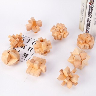 Wholesale Luban Lock Toy Complete Set Wooden Kongming Lock Adult Six-Nine-Piece Elementary School Children's Educational Building Block Set