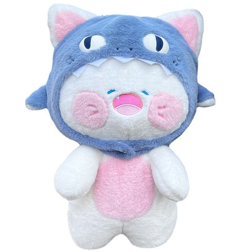 Net celebrity's same style shark cat plush doll, creative plush toy doll, cute cat, gift for children, dropshipping