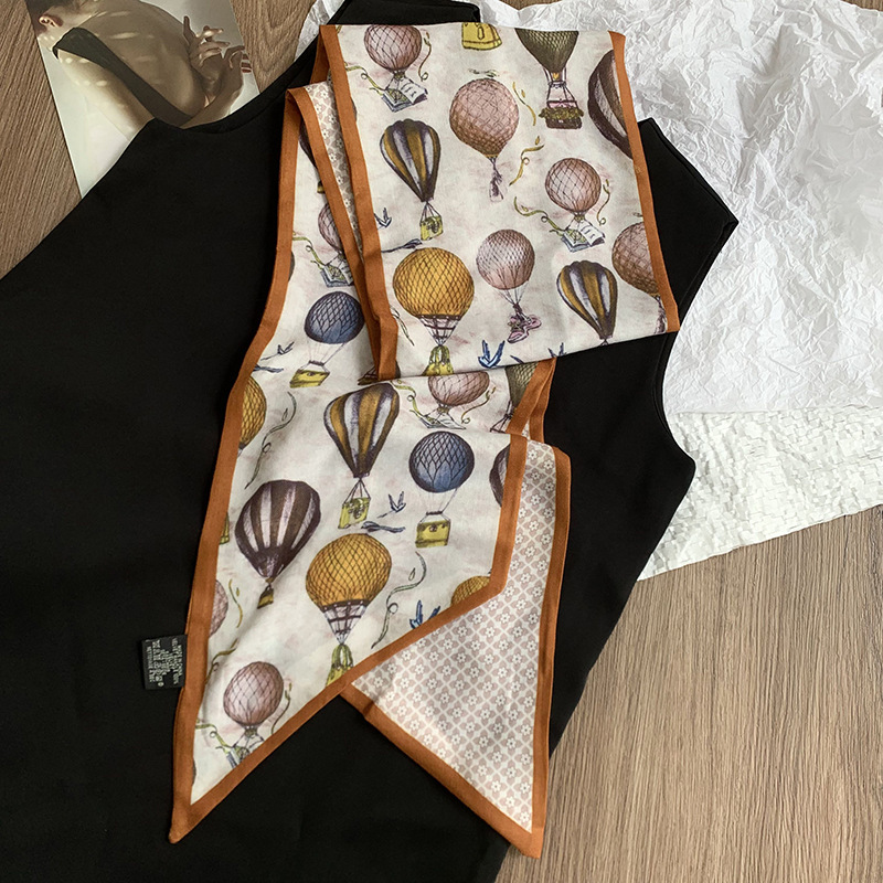 Primavera y otoño bufanda de seda coreana cinturón para el cabello bufanda larga de moda de doble capa para mujer bufanda de piel de seda de imitación bufanda de cuello fino bufanda profesional de todo fósforo