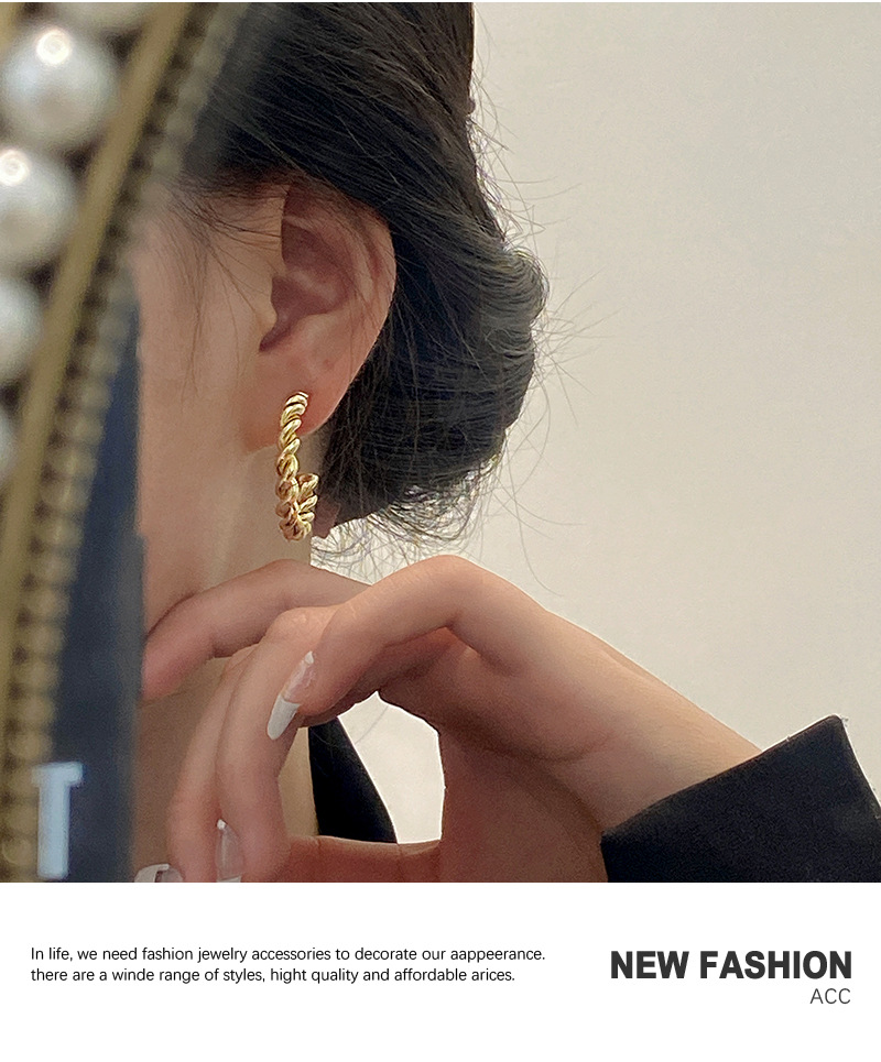 Internet-promi Ins Stil Mode Einfache Ohrringe Weibliche Persönlichkeit Design Metall Twist Ohrringe Kalten Wind All-match Ohrringe display picture 10
