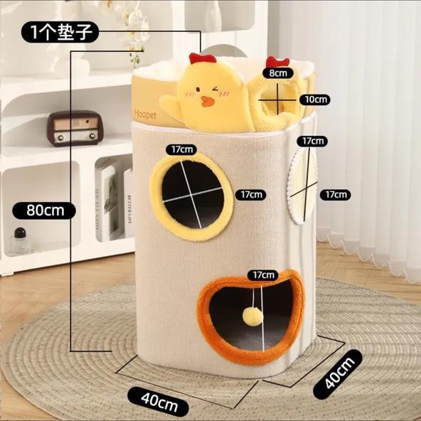 Marco de escalada para gatos, nido para gatos, árbol para gatos, doble capa, casa para gatos cerrada, tabla de agarre para gatos de sisal, uso universal para gatos en todas las estaciones