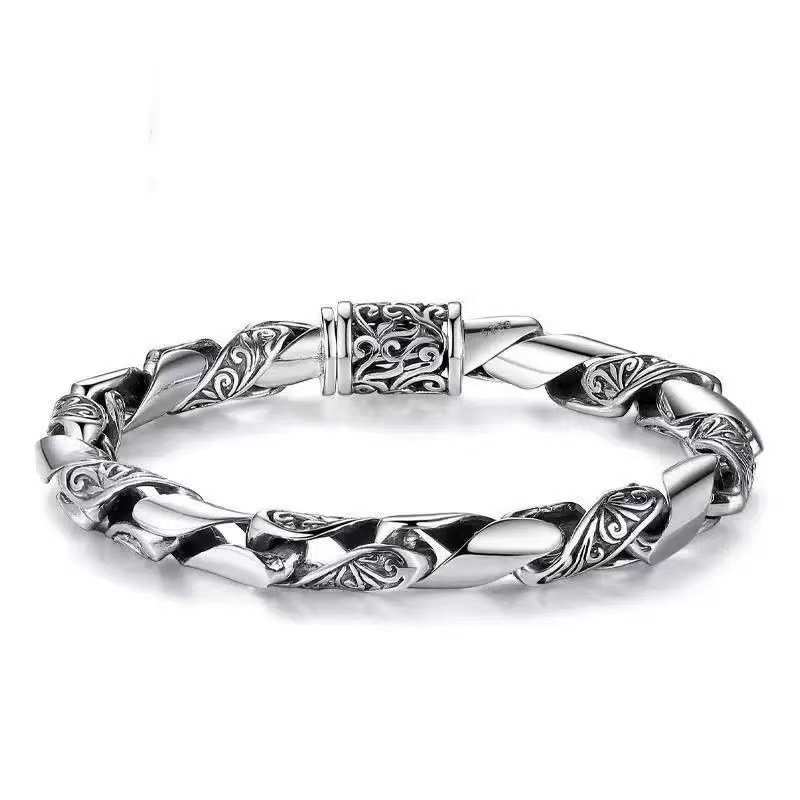 Men's Hollow Auspicious Pattern Bracelet Vintage Punk Style_voghion.com
