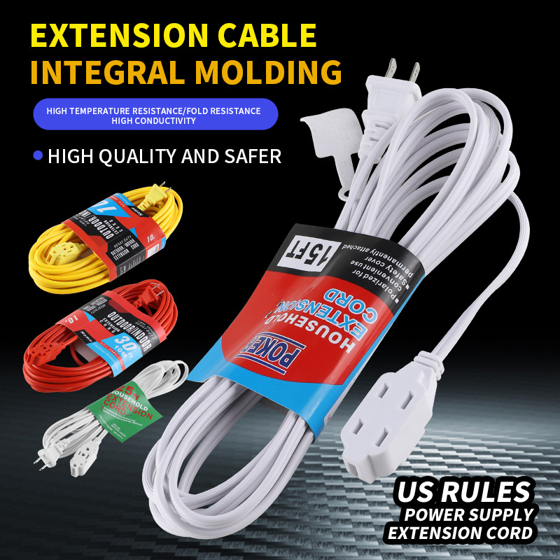 Cable de extensión de estilo americano 9 agujeros fila pequeña Amazon comercio exterior de dos núcleos polaridad de la ingeniería de socket / cable de extensión interior