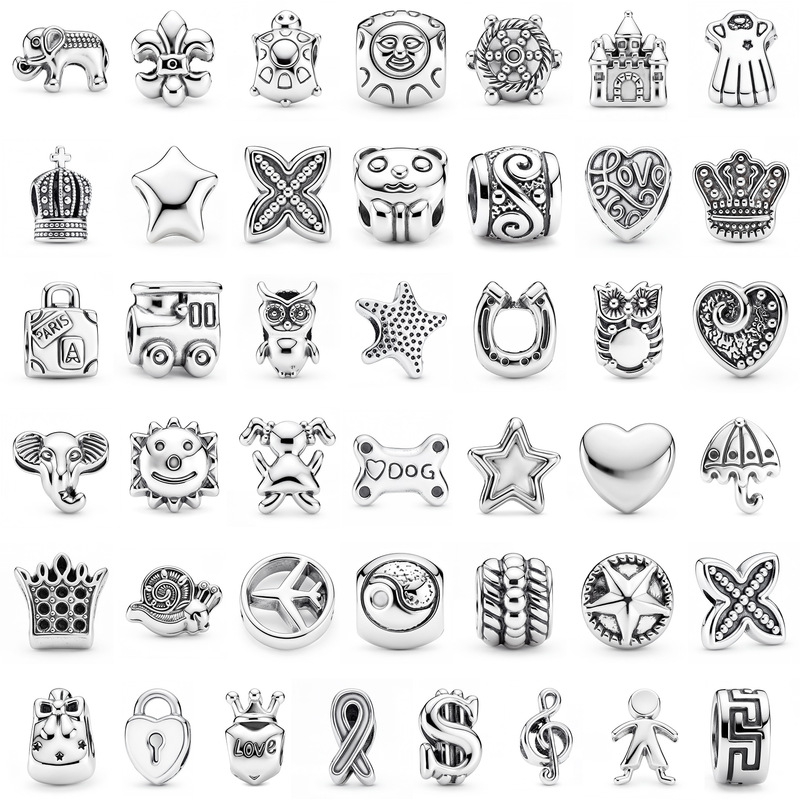New mixed 43 styles of large-hole beads, animal train alloy carved beads, DIY bracelet accessories